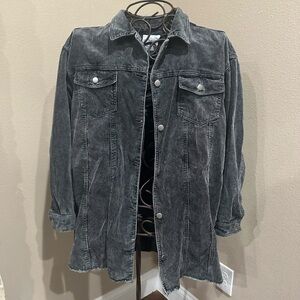 HIGHWAY JEANS Women’s Corduroy Faded Black(gray) Button up Shirt Jacket, NWOT!